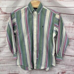 Ralph Lauren Shirt Mens Medium Striped Button Down Cotton Casual Vintage‎